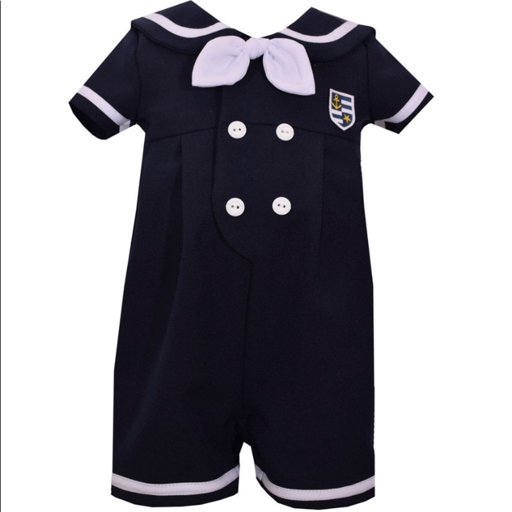 Matt's Scooter Navy Nautical One Piece Romper